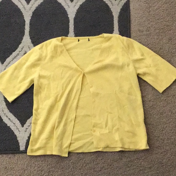 Yellow Short Sleeve Button Up Cardigan - Picture 2 of 3